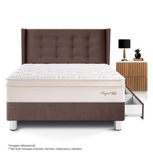 Set Dormitorio con Cajones Royal Cloud Cabecera Gold 1.5 plz + Velador Brisse