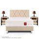 set dormitorio royal prince firme cabecera loft 2 plz champagne + velador flotante