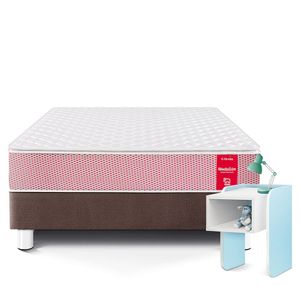 Set Cama Medallón Ergosoft 1.5 plz + Velador Kids Celeste