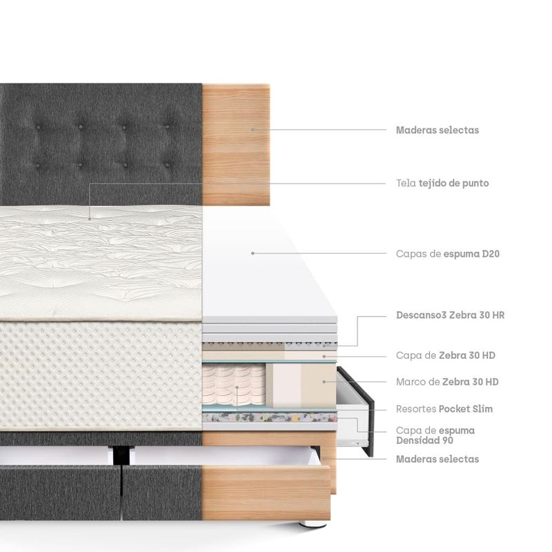 Dormitorio-con-Cajones-Royal-Crown-Gris-|-King