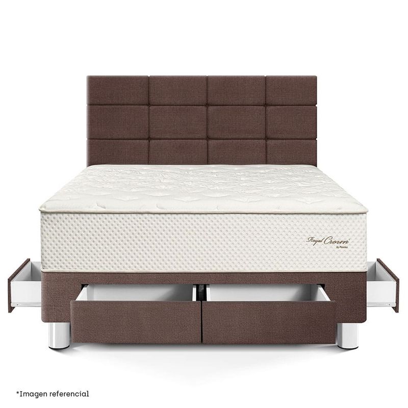 Dormitorio-con-Cajones-Royal-Crown-Blocks-Chocolate-|-2-plazas