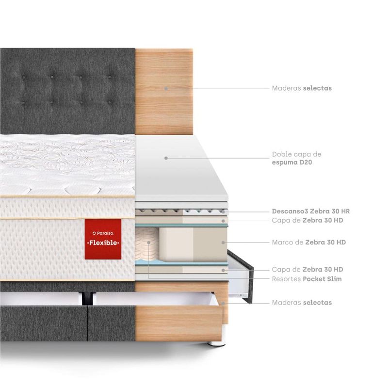 Dormitorio-con-cajones-Royal-Prince-Flexible-Gris-|-2-plazas