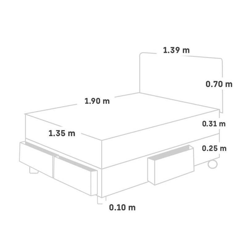 Dormitorio-con-cajones-Royal-Prince-Flexible-Gris-|-2-plazas