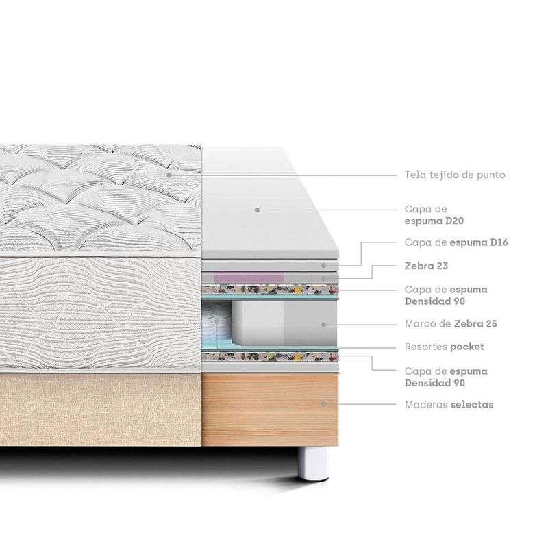 Cama-Pocket-Max-Champagne-|-Queen