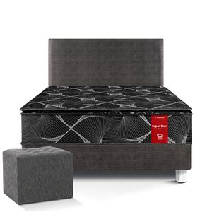 Set Dormitorio Super Star Negro Queen + Puff Chico