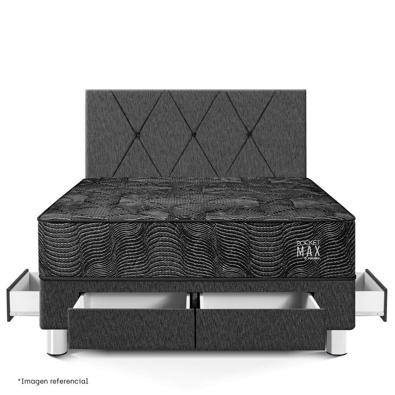 Dormitorio con cajones Pocket Max Black 2 plazas