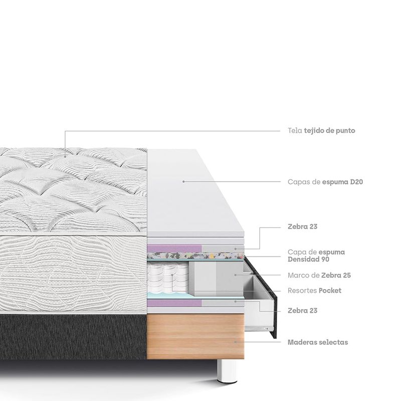Cama-con-Cajones-Pocket-Max-Charcoal-|-1.5-plazas