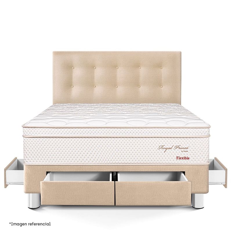 Dormitorio Royal Prince con cajones Flexible Champagne | 2 plazas