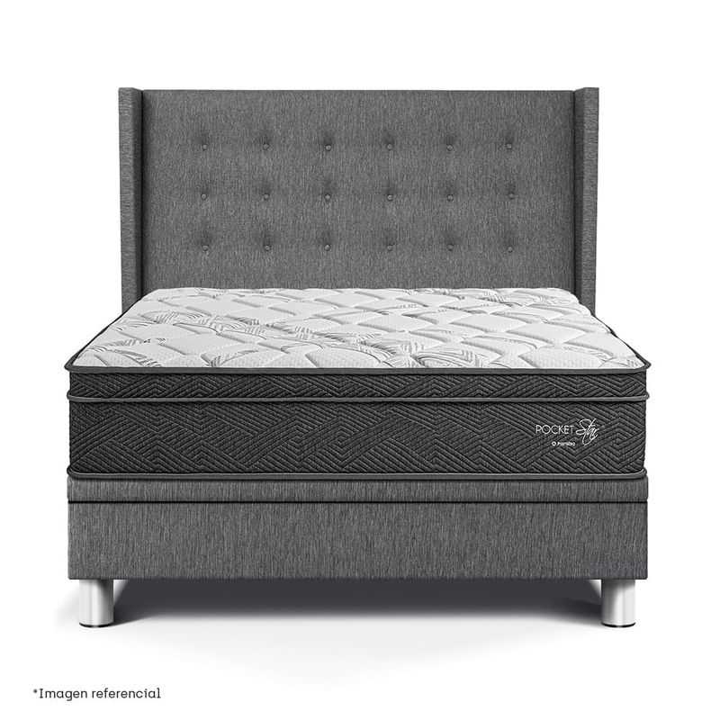 Dormitorio Boxet Gold Pocket Star Gris | Queen