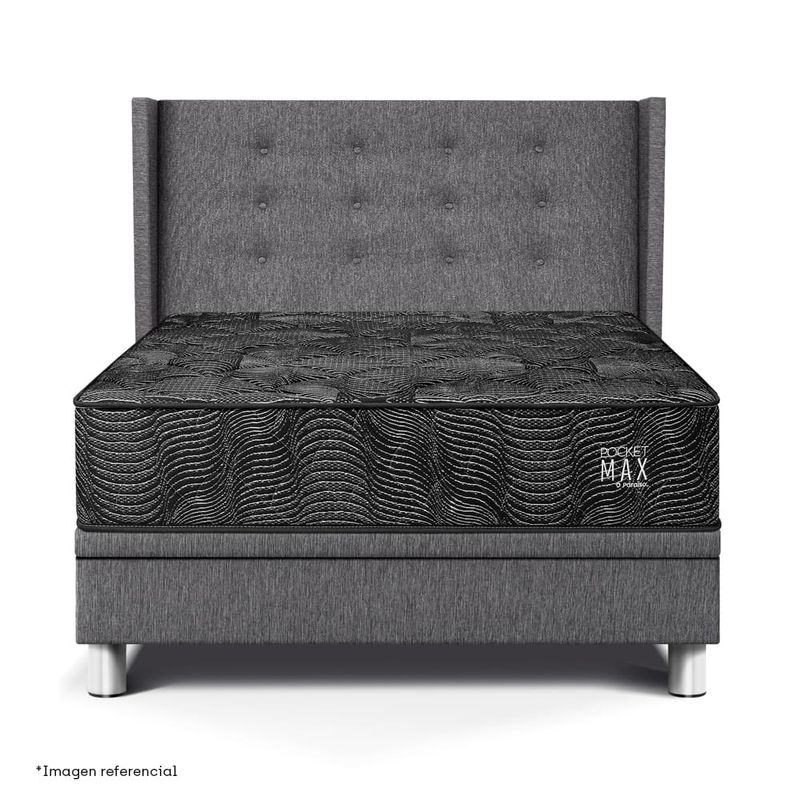 Dormitorio Boxet Gold Pocket Max Black Gris | 1.5 plazas