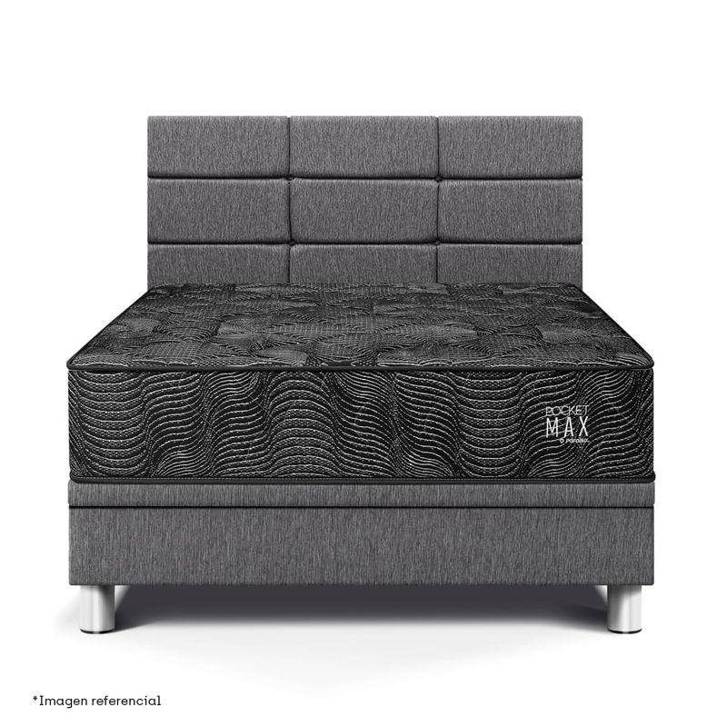 Dormitorio Boxet Blocks Pocket Max Black Gris | 1.5 plazas