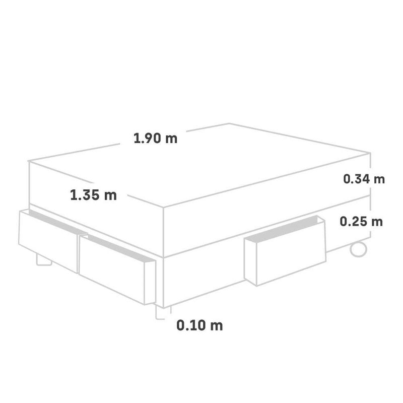 Cama con Cajones Royal Cloud Gris | 2 plazas