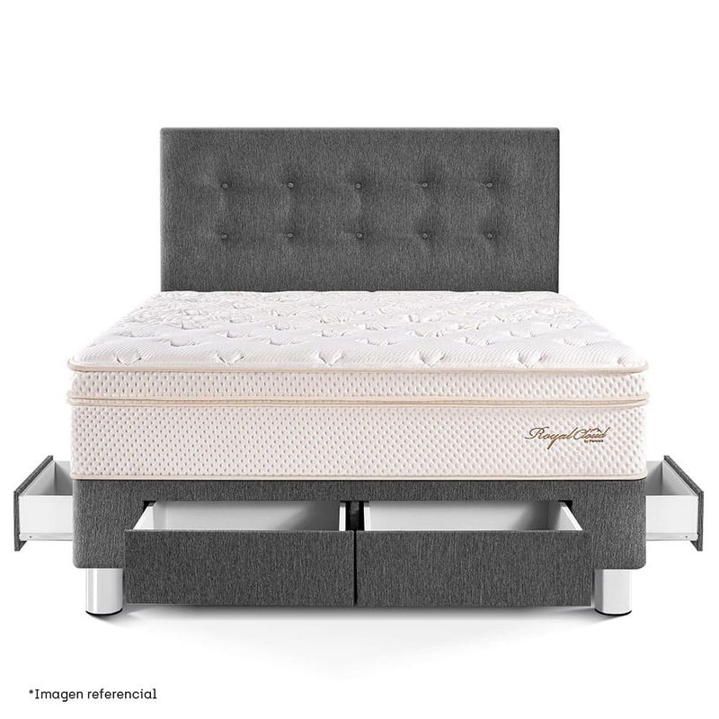 Dormitorio con Cajones Royal Cloud Gris | 2 plazas