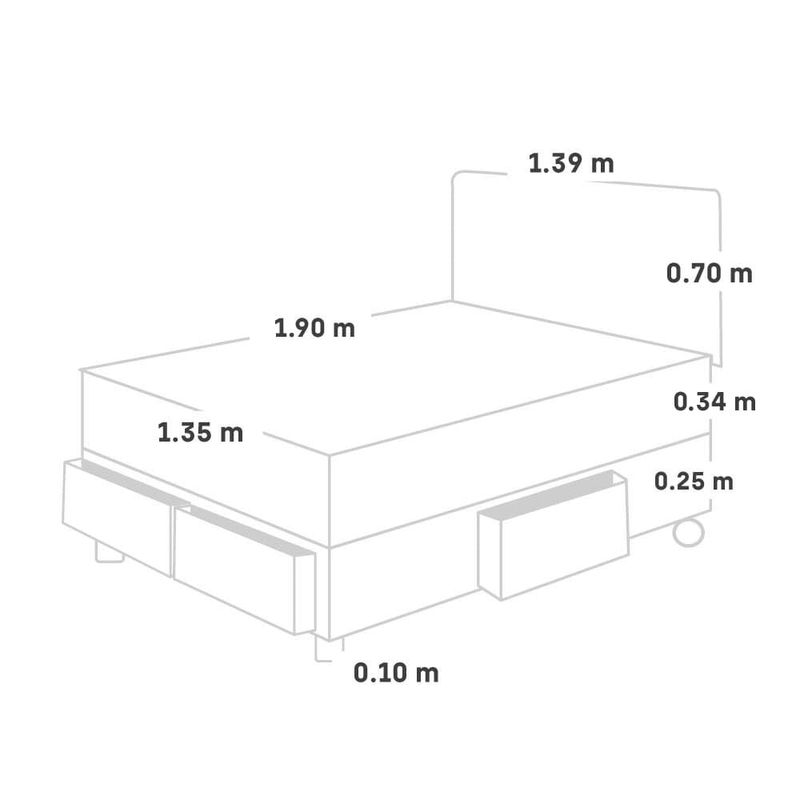 Dormitorio con Cajones Royal Cloud Gris | 2 plazas