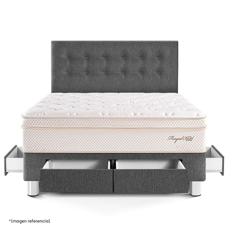 Dormitorio con Cajones Royal Cloud Gris | Queen