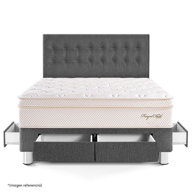 dormitorio con cajones royal cloud gris king