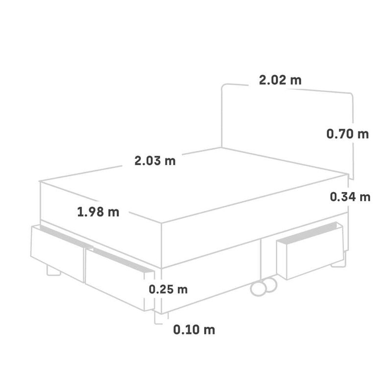 dormitorio con cajones royal cloud gris king