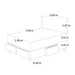 Dormitorio con Cajones Royal Elizabeth Gold Gris | 2 plazas