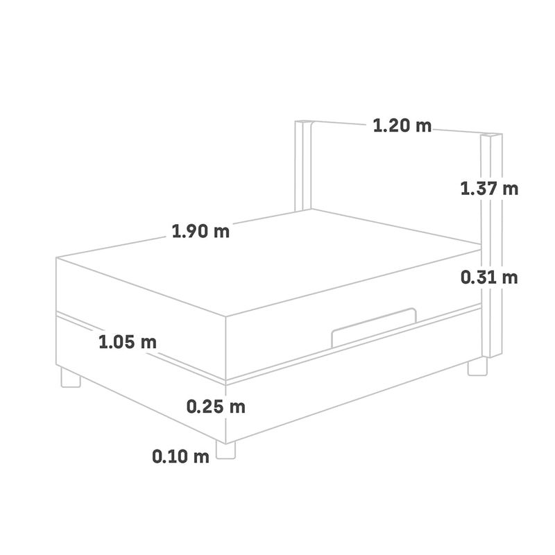 Dormitorio Boxet Gold Royal Elizabeth Gris | 1.5 plazas