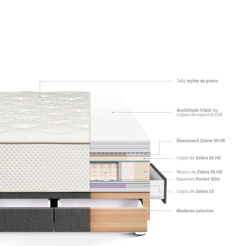Cama con Cajones Royal Crown Gris | Queen