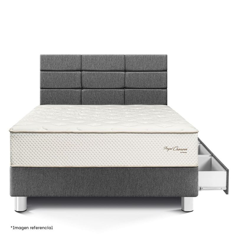 Dormitorio con Cajones Royal Crown Blocks Gris | 1.5 plazas