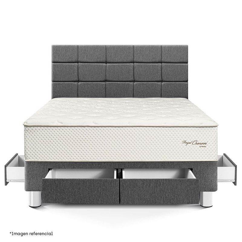 Dormitorio con Cajones Royal Crown Blocks Gris | Queen