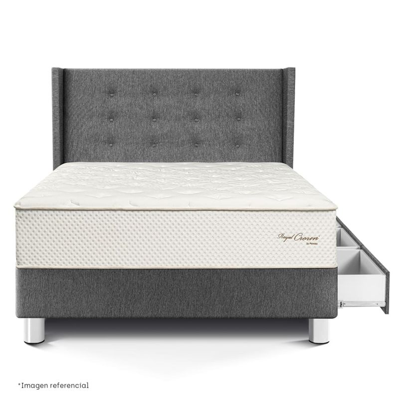 Dormitorio con Cajones Royal Crown Gold Gris | 1.5 plazas