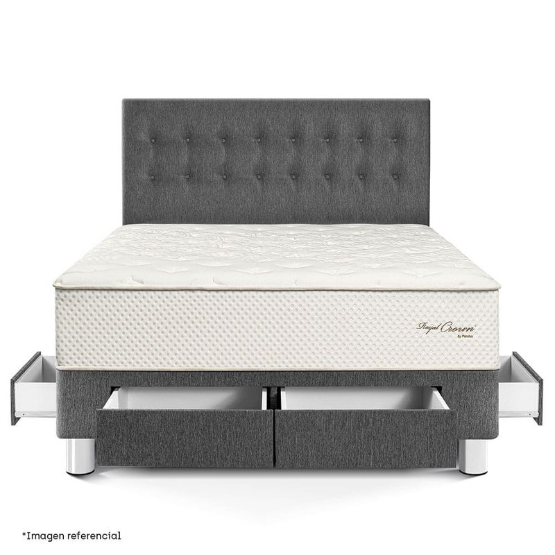 Dormitorio con Cajones Royal Crown Gris | King