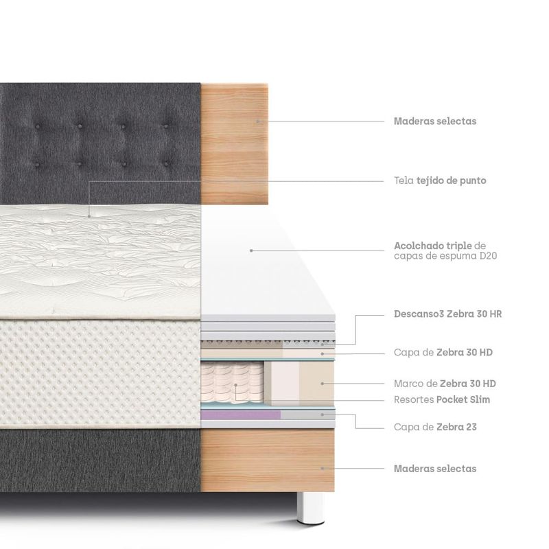 dormitorio royal crown gris 1.5 plazas