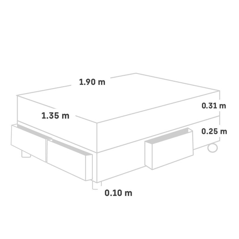 Cama con Cajones Royal Prince Firme Gris | 2 plazas