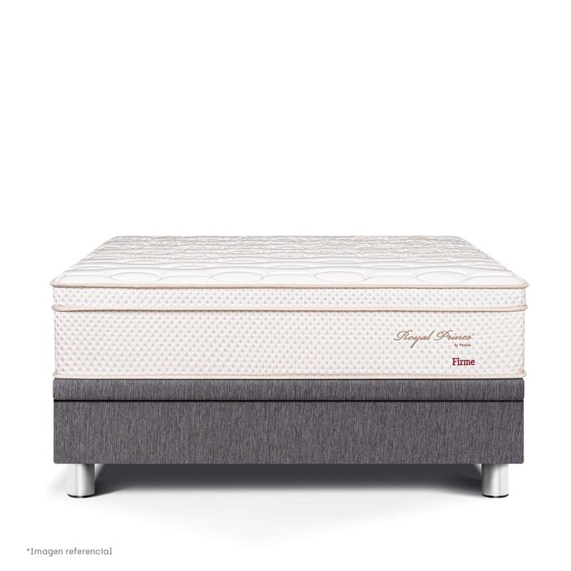 Cama Boxet Royal Prince Firme Gris | 2 plazas