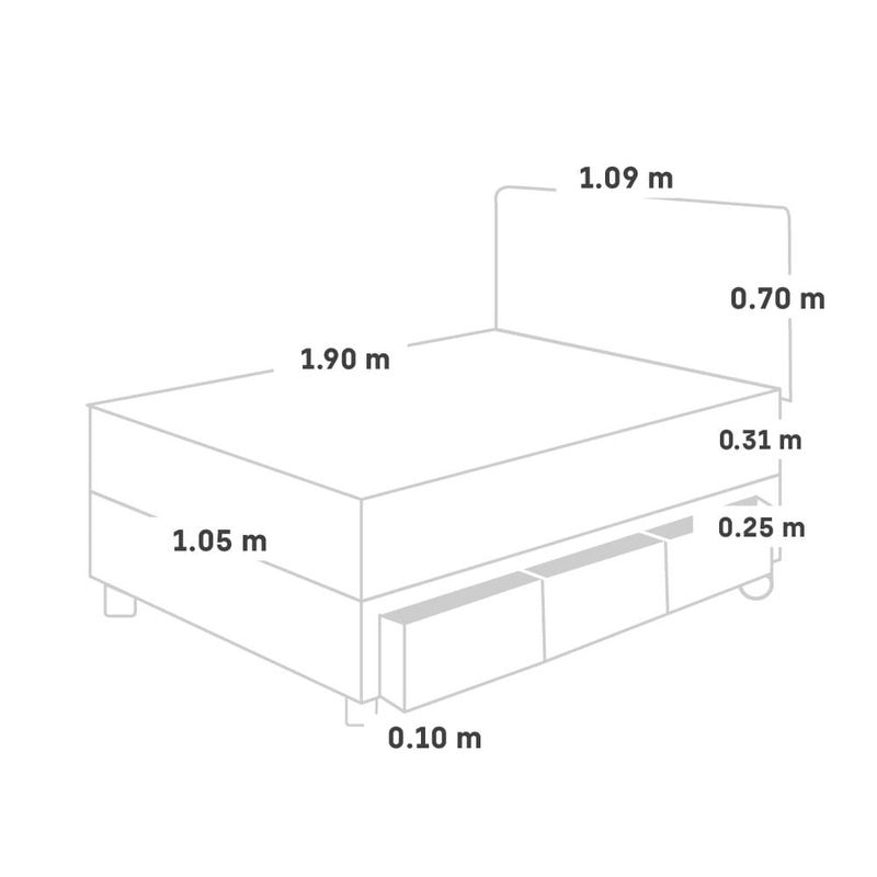 Dormitorio Royal Prince con cajones Blocks Firme 1.5 plazas