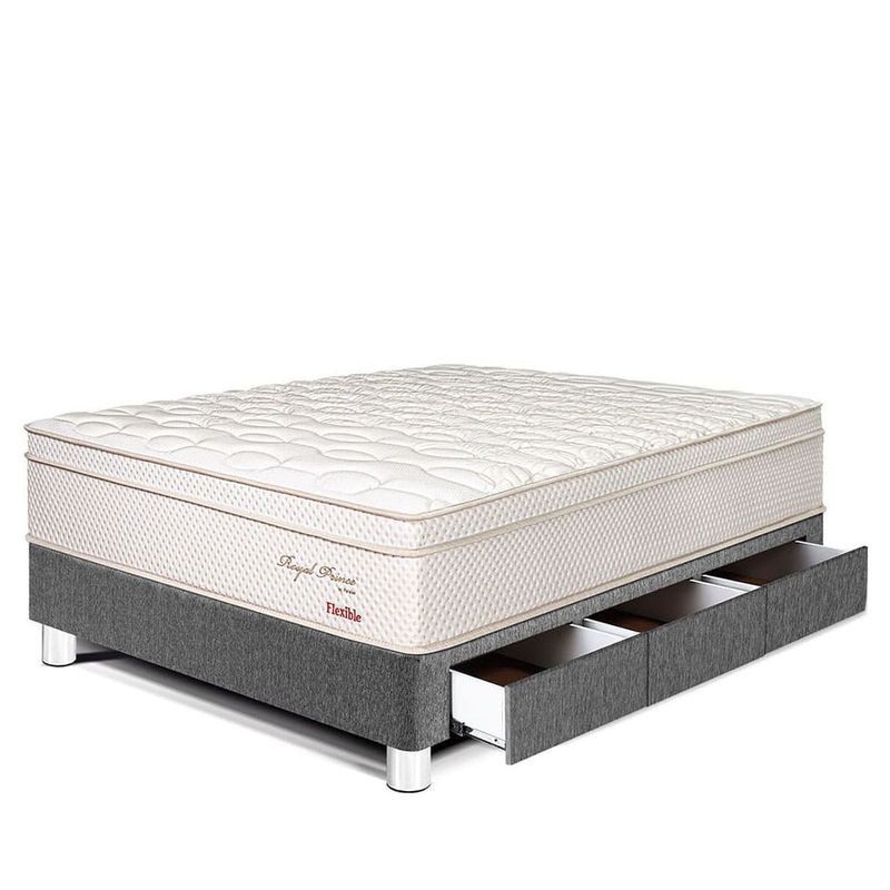 Cama Royal Prince con cajones Flexible Gris 1.5 plazas