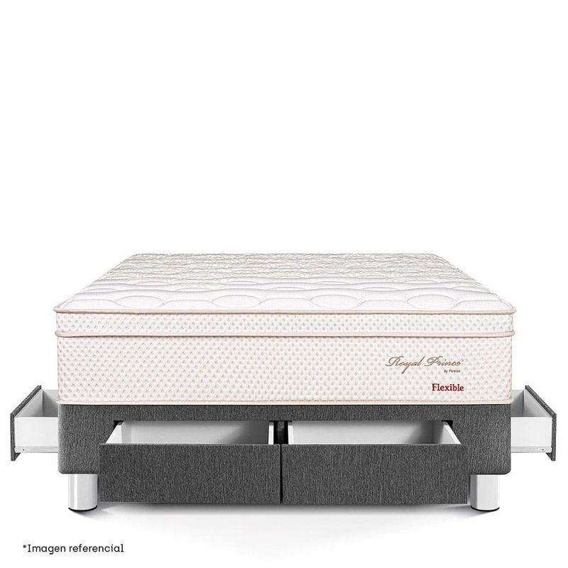 Cama Royal Prince con cajones Flexible Gris King