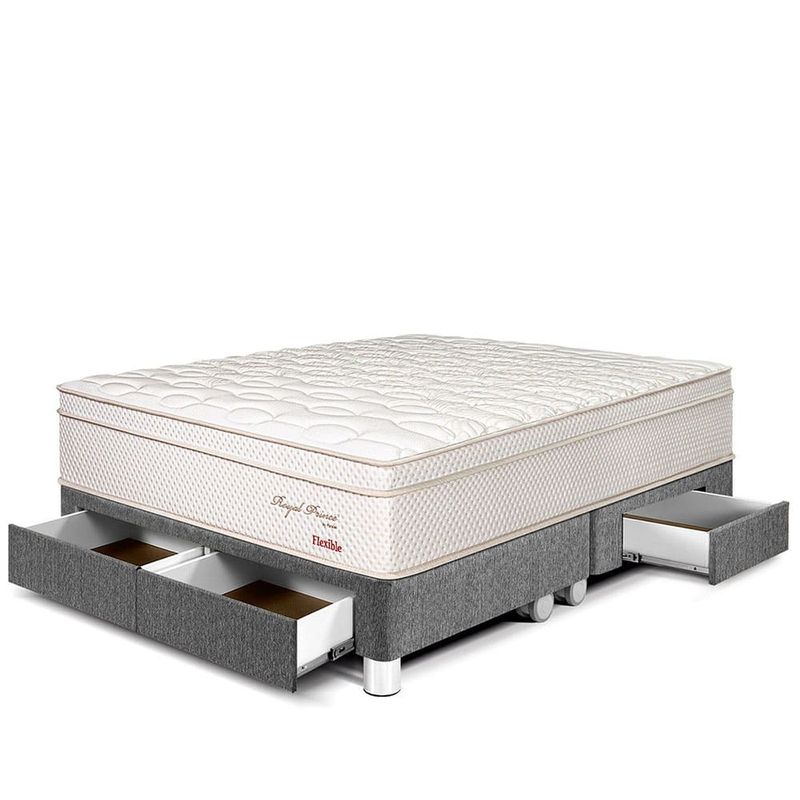 Cama Royal Prince con cajones Flexible Gris King