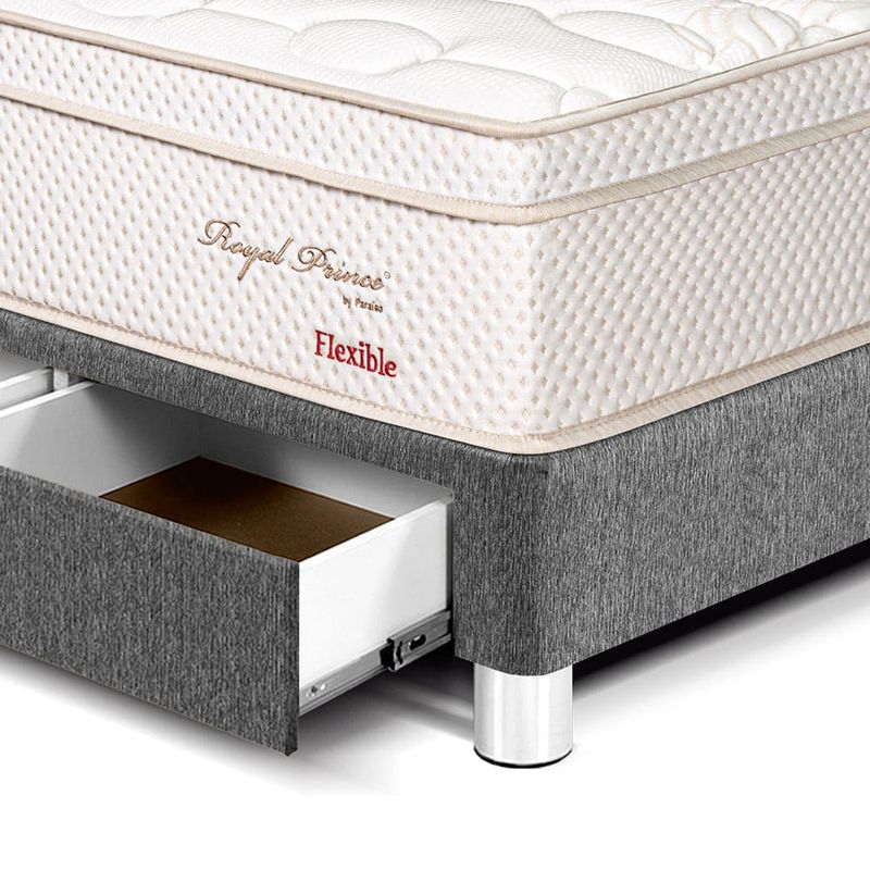 Cama Royal Prince con cajones Flexible Gris King
