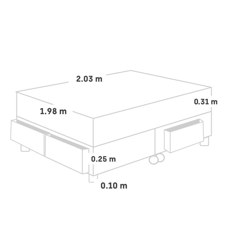 Cama Royal Prince con cajones Flexible Gris King
