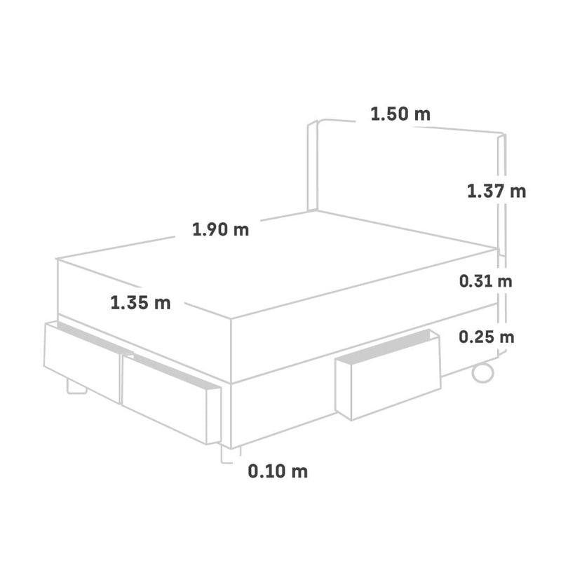 Dormitorio Royal Prince con cajones Gold Flexible Chocolate | 2 plazas