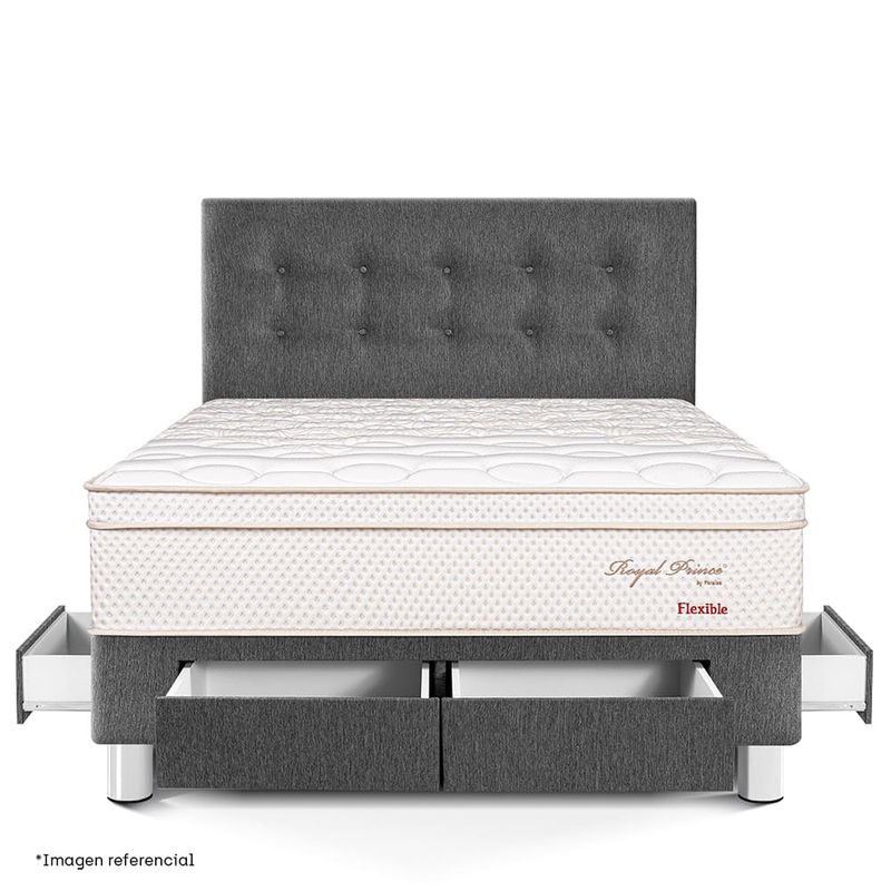 Dormitorio Royal Prince con cajones Flexible Gris | 2 plazas