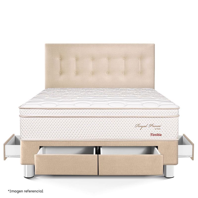 Dormitorio Royal Prince con cajones Flexible Champagne | Queen