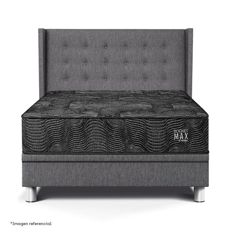 Dormitorio Boxet Gold Pocket Max Black Gris | Queen