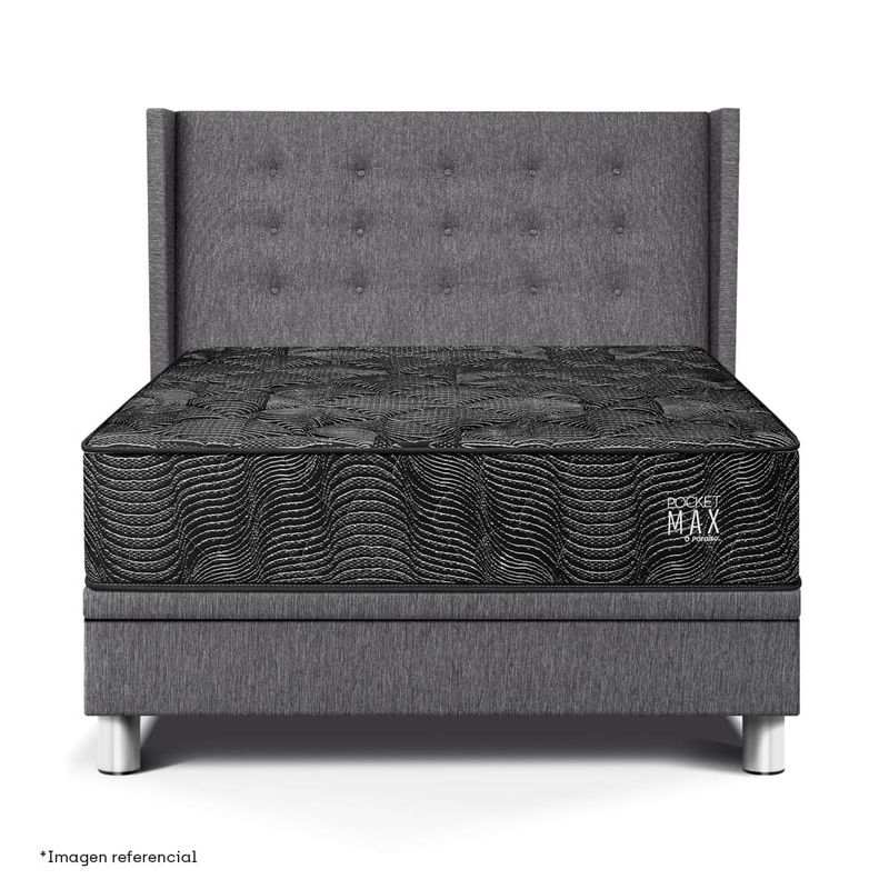 Dormitorio Boxet Gold Pocket Max Black Gris | 2 plazas
