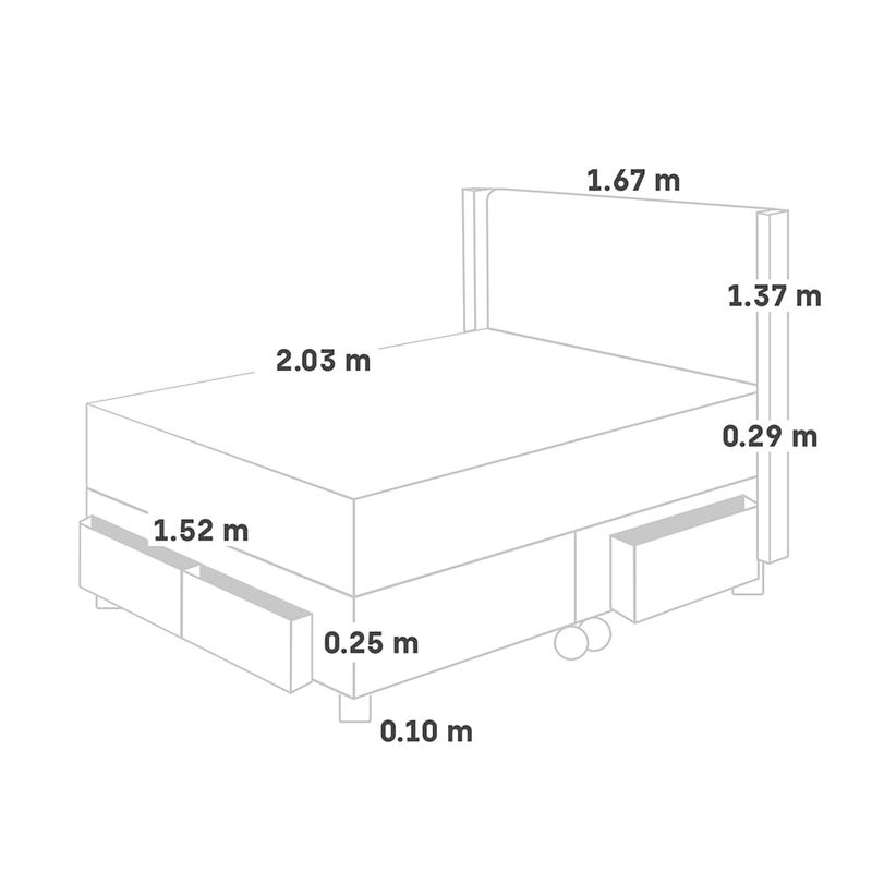 Dormitorio con cajones Royal Abrazzo Gold Gris | Queen
